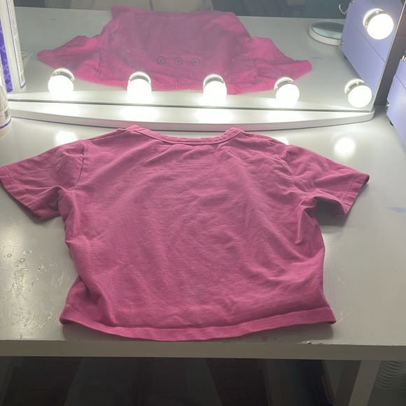 Pink cotton on tight fitting cropped top - Picture 2 of 3